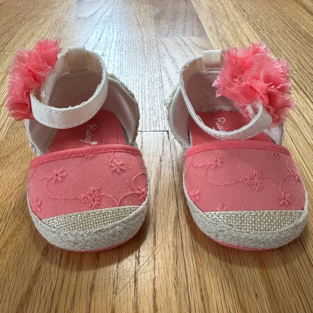 Rising Star Pink Floral Baby Walker Shoes size 6-9 months